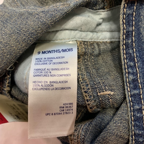 NWT Baby 9M OshKosh Denim Bibbed Overalls - Picture 6 of 7